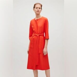 COS Orange Midi Dress with Self-Tie Belt